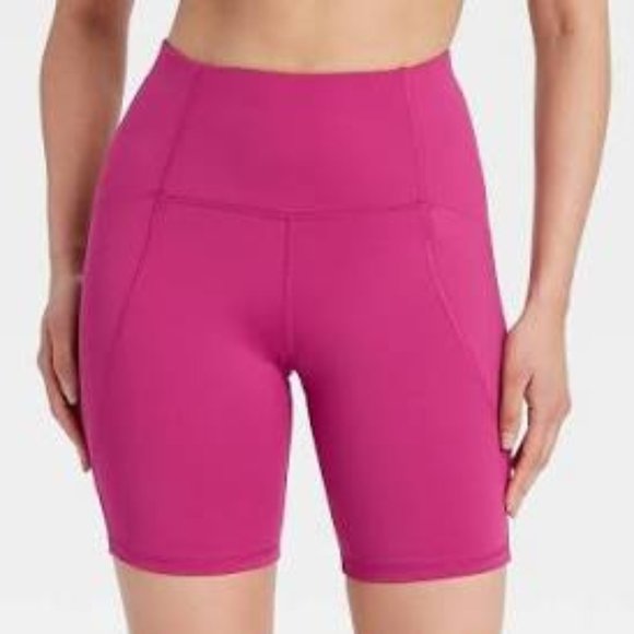 All in Motion Women's Sculpted Linear Bike Shorts, 7" Cranberry - Picture 3 of 5